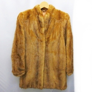 ミンク ファー 毛皮 コート ジャケット ベージュ 11号 M-Lサイズ相当 レディース