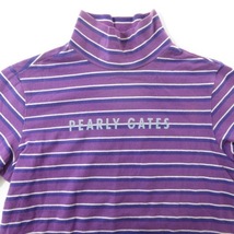 パーリーゲイツ PEARLY GATES 美品 長袖 カットソー ボーダー ハイネック ロゴプリント カットソー 1 紫 パープル ■GY08 レディース_画像3