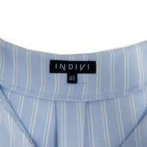 インディヴィ INDIVI カットソー 七分袖 ストライプ ブルー系 青系 ホワイト 白 40 レディース_画像9