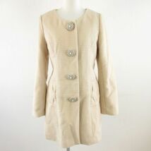 セシルマクビー CECIL McBEE ノーカラーコート ミドル丈 長袖 ベージュ M *A261 レディース_画像1