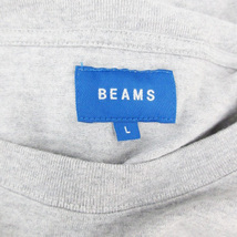 ビームス BEAMS Tシャツ カットソー 半袖 ラウンドネック 刺繍 L グレー /YM44 メンズ_画像4