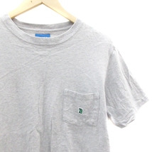ビームス BEAMS Tシャツ カットソー 半袖 ラウンドネック 刺繍 L グレー /YM44 メンズ_画像3