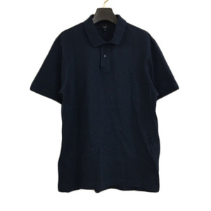 ダンヒル dunhill ポロシャツ シャツ プルオーバー ロゴ 刺繍 無地 半袖 M 紺 ネイビー メンズ