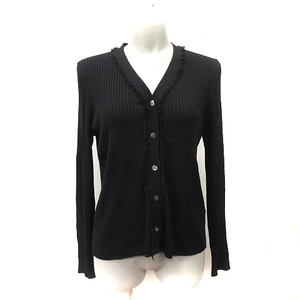  Untitled UNTITLED cardigan cut and sewn rib fringe long sleeve 2 black black /YI lady's 