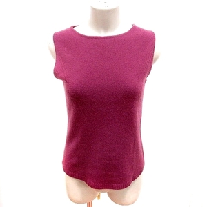  Indivi INDIVI knitted cut and sewn U neck no sleeve cashmere .38 purple purple /RT lady's 