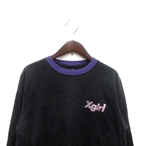 エックスガール x-girl カットソー Tシャツ ロンT リンガー パイピング プリント 長袖 2 黒 ブラック /AU レディース_画像3
