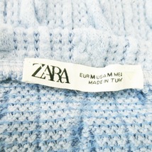 ザラ ZARA ニット セーター ラウンドネック 半袖 ショート丈 ボリューム袖 フラワー刺繍 厚手 M 水色 ブルー /AH18 ☆ レディース_画像6