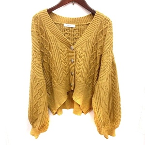  Jeanasis JEANASIS cardigan knitted long sleeve F mustard /RT lady's 