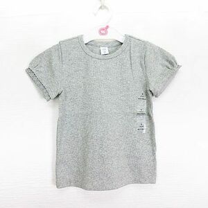 未使用品 ベビーギャップ BABY GAP Tシャツ カットソー 半袖 丸首 リブ レース ストレッチ 110 グレー ※EKM キッズ