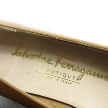 サルヴァトーレフェラガモ Salvatore Ferragamo ヴァラリボン パンプス ローヒール レザー 茶 ブラウン 5 22cm相当 靴 ■GY14 レディース_画像4