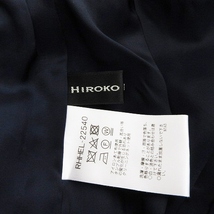 ヒロココシノ HIROKO KOSHINO サロペットスカート ロング丈 タイト ラップ風 ベルト付き チェック 紺 白 ネイビーホワイト 38 レディース_画像4
