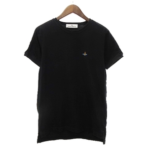 ヴィヴィアンウエストウッド Vivienne Westwood TAPE TEE Tシャツ カットソー 半袖 VI-S1 73767 ロゴ オーブ刺繍 黒 ブラック M メンズ