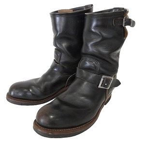 レッドウィング REDWING エンジニア ブーツ プリント縦 羽タグ PT91 9268 茶芯 10D 28cm 黒 ブラック メンズ