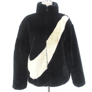 ナイキ NIKE AS W NSW JKT FAUX FUR フェイクファー ビッグスウォッシュ ジャケット CU6559-010 フリース ジップアップ ブラック 黒 S アウ