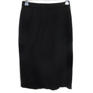  Courreges courreges skirt tight knee height rib knitted waist rubber wool plain 9 black black bottoms /BT lady's 