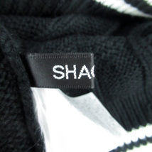 シャギー SHAGGIE ニット セーター Vネック 半袖 F 黒 ブラック オフホワイト /HO33 レディース_画像4