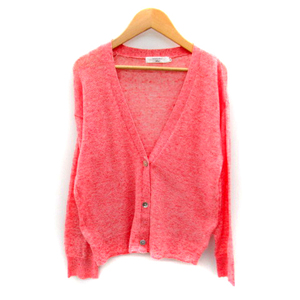 Samantha Mosmos SM2 Cardigan средняя длина V -шея льняная смесь M Pink /Sy2 Ladies