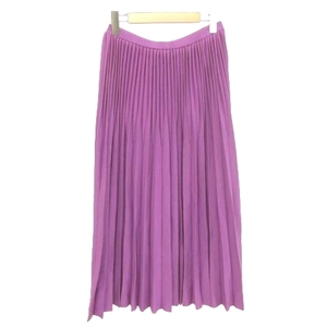 ドゥロワー Drawer 美品 18Gプリーツニット フレア スカート ロング 約Lサイズ 紫 パープル IBO45 レディース