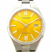 シチズン CITIZEN 美品 TSUYOSA 腕時計 オートマチック 自動巻 8210-S126967 カレンダー 裏スケルトン イエロー文字盤 ■U90 A1211 メンズ_画像1