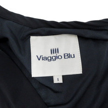ビアッジョブルー Viaggio Blu ジャケット ギャザー ノーカラー 長袖 ボリュームスリーブ ジップアップ ネイビー 紺1 レディース_画像9