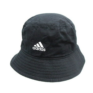 アディダス adidas ロゴ 刺繍 バケット ハット 帽子 黒 ブラック L メンズ