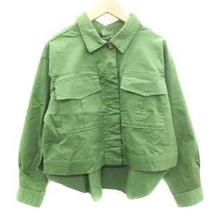  Jill Stuart JILL STUART military jacket middle height turn-down collar thin embroidery S khaki /YM37 lady's 