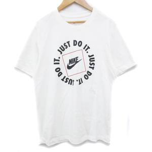 ナイキ NIKE Tシャツ カットソー 半袖 クルーネック ロゴプリント M 白 ホワイト /FF41 メンズ