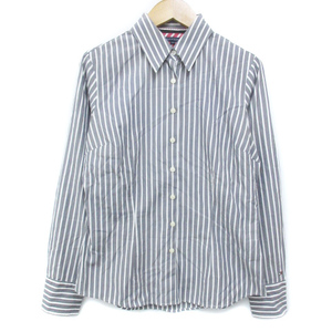 Tommy Hilfiger TOMMY HILFIGER shirt blouse long sleeve stripe pattern 4 white gray white /FF12 lady's 