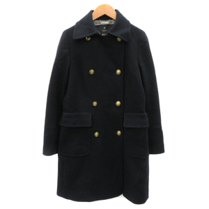  Ined INED pea coat pea coat long height double button plain wool 9 navy blue navy /YK9 lady's 