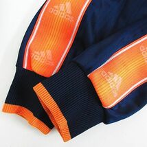 アディダス adidas ジャージ ジャケット 長袖 ジップアップ シャドーストライプ ロゴ L ネイビー×オレンジ スポーツウェア ※EKM メンズ_画像6