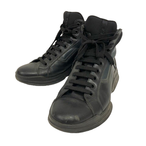 プラダスポーツ PRADA SPORT 4T2802 BSY Leather Sneaker 41 スニーカー サイドジップ Dミッド ハイカット 6 黒 ブラック メンズ