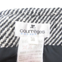 クレージュ courreges アンゴラ混 カシミヤ混 ひざ丈 ツイード スカート 黒 ブラック 白 ホワイト 38 約M レディース_画像4