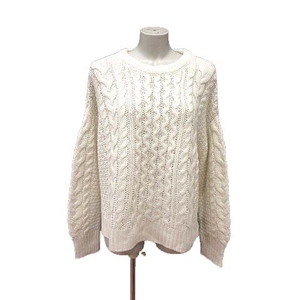  As Know As as know as knitted sweater cable long sleeve white white /YK lady's 