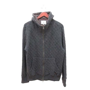 エーグル AIGLE パーカー ジップアップ 長袖 キルティング ボーダー XL 黒 ブラック /CT メンズ