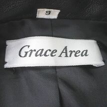 GRACE Area レザージャケット 革 9 黒系 ブラック シングルボタン ポケット 裏地 レディース_画像3
