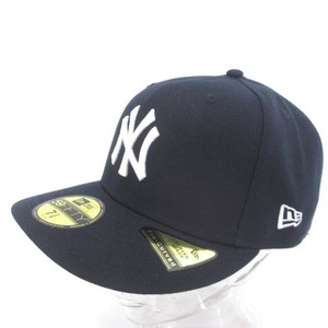 ニューエラ NEW ERA 59FIFTY NY ニューヨーク・ヤンキース キャップ 帽子 野球帽 ロゴ 刺繍 コットン ネイビー 紺 7 3/8 ■ECS メンズ