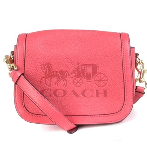 コーチ COACH 美品 ショルダーバッグ ロゴ フラップ レザー C4058 ピンク 鞄 ■GY14 レディース