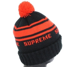 シュプリーム SUPREME 18AW Classic Stripe Beanie クラシック ストライプ ビーニー ニット帽 ロゴ ポンポン ブラック 黒 レッド 赤 メンズ_画像5