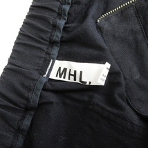 マーガレットハウエル MHL. ギャザースカート ひざ丈 フレア コットン ウール ネイビー 紺 2 M位 ■SM1 レディース_画像5