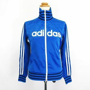 アディダス adidas ジャージ ジャケット 長袖 ジップアップ ライン ロゴ S ブルー スポーツウェア ※EKM レディース