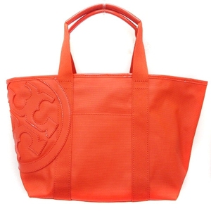 トリーバーチ TORY BURCH トートバッグ ロゴ キャンバス オレンジレッド 赤系 カバン 鞄 ■GY11 レディース