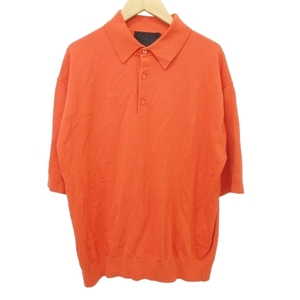 未使用品 ランバン LANVIN 22ss タグ付き ポロシャツ 半袖 カットソー 50 オレンジ ■GY09 レディース
