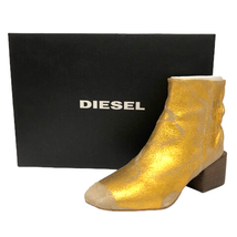 未使用品 ディーゼル DIESEL JAYNET MAB ショートブーツ ヴィンテージ加工 ダメージ加工 チャンキーヒール 24.5 金 ゴールド レディース_画像9