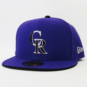 ニューエラ NEW ERA 美品 59FIFTY MLB CR コロラド・ロッキーズ キャップ パープル シルバーカラー 7 3/8 58.7cm 帽子 メンズ