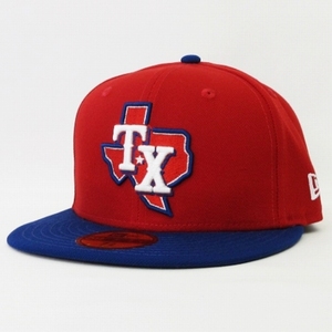 ニューエラ NEW ERA 美品 59FIFTY 2-TONE MLB TX テキサス・レンジャーズ キャップ レッド ブルー 7 3/8 58.7cm 帽子 メンズ