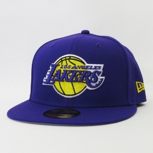 ニューエラ NEW ERA 美品 59FIFTY NBA ロサンゼルス・レイカーズ キャップ 紫 パープル 7 1/2 59.6cm 帽子 メンズ