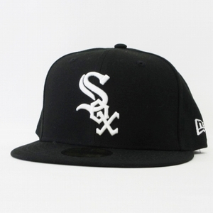ニューエラ NEW ERA 美品 59FIFTY MLB シカゴ・ホワイトソックス キャップ ブラック ホワイト 7 1/4 57.7cm 帽子 メンズ