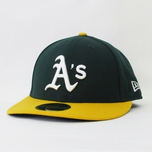 ニューエラ NEW ERA 美品 59FIFTY 2-TONE LOW PROFILE LP MLB オークランド・アスレチックス キャップ グリーン イエロー 7 1/2 59.6cm 帽