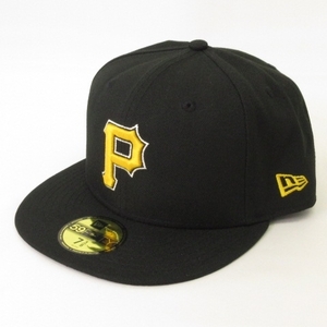 ニューエラ NEW ERA 美品 59FIFTY MLB P ピッツバーグ・パイレーツ キャップ 帽子 黒 ブラック イエロー 7 3/8 58.7cm メンズ