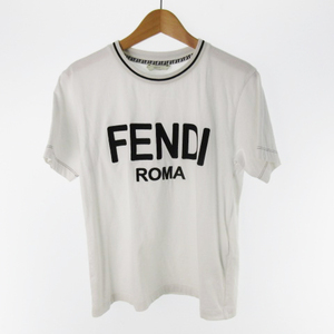 フェンディ FENDI 21SS 半袖 Ｔシャツ FS7254 AC6B ロゴ 刺繍 白 ホワイト ブラック S フェンディジャパン株式会社 レディース